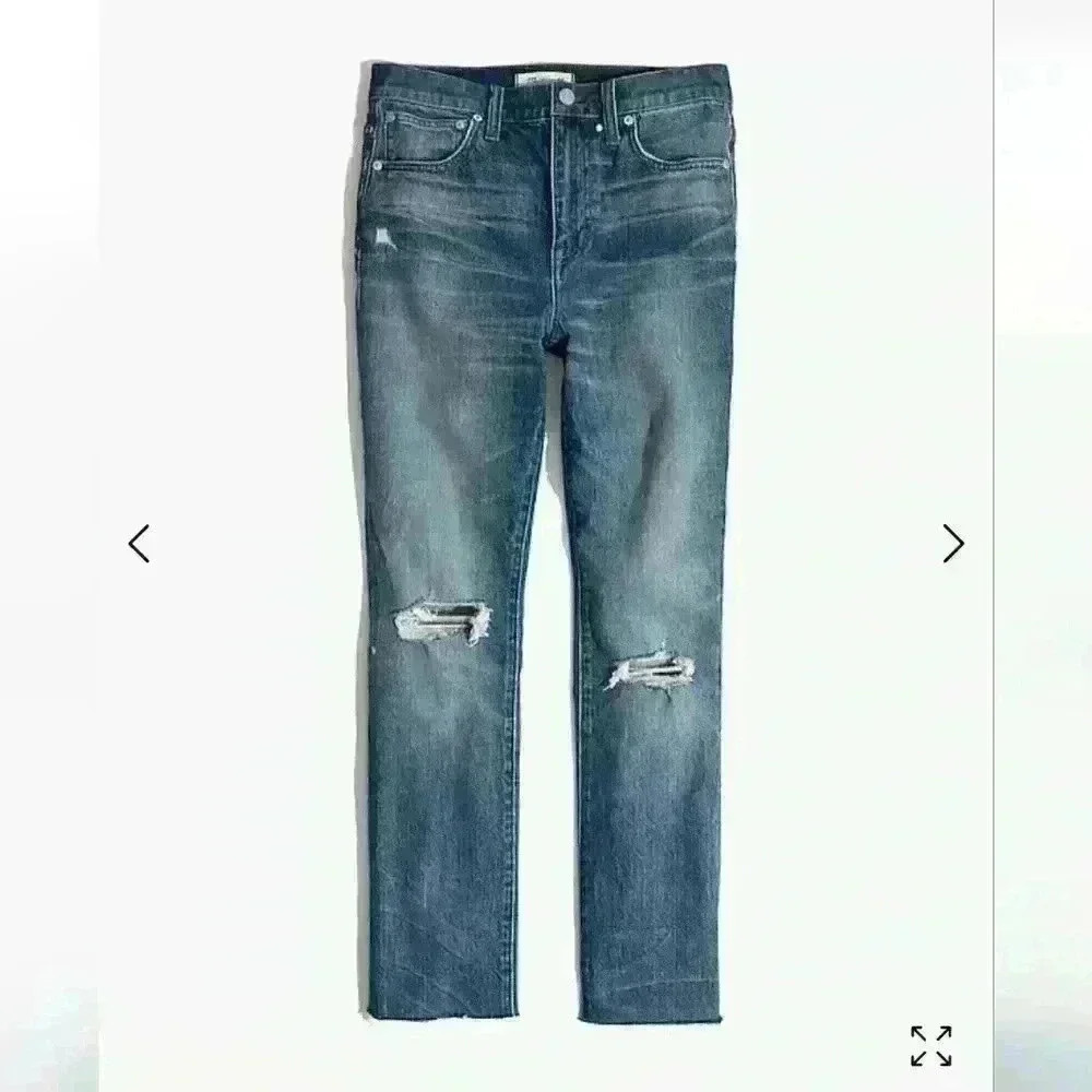 Madewell The High-Rise Slim Crop Boyjean: Knee-Rip Edition Size 25